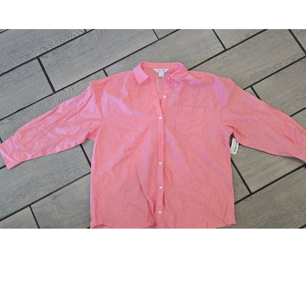 Old Navy The Boyfriend Shirt Pink Oxford Button Down Long Sleeve 559368-04-1 S